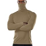 WINWUQB Herren Rollkragen-Shirt, langärmelig, Basic, Stehkragen, Unterhemden, leicht, Thermo-Top, bequem, weich, lässig, klassisches T-Shirt, khaki, XXL