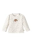 Sterntaler Langarm -Shirt Blümchen Hase Happy mit Puffärmeln - Shirt Baby mit Stickerei und Puffärmeln - Mädchen Baby Shirt Langarm mit Gänseblümchen Druck - ecru, 86