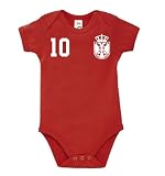 Kinder Baby Strampler Shirt Serbia Serbien mit Wunschname + Nummer - Rot 6-12 M