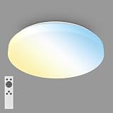 BRILONER - LED Deckenlampe mit Fernbedienung, warmweiß bis kaltweiß, dimmbar, LED Lampe, LED Deckenleuchte, Wohnzimmerlampe, Küchenlampe, Deckenbeleuchtung, 49 x 6,5 cm, Weiß