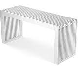 Sitzbank aus Bambus Weiß – Stilvolle Holzbank für Flur, Küche & Esszimmer | Flurbank ohne Lehne 90x33x43cm | Holzbank Indoor als Esstisch Bank, Küchenbank & Deko Bank | bis 250 kg belastb
