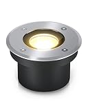 lambado® LED Bodenstrahler flach für Aussen IP67 - Wasserdicht & Befahrbar inkl. 5W Strahler dimmbar warmweiss - Bodeneinbaustrahler/Bodenleuchte rund aus Edelstahl für Terrasse & G