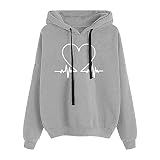 Yowablo Damen Hooded Sweatjacke Sweatshirtjacke Jacke mit Kapuze Sweatshirt Casual Hoodie Langarm Biene Bedruckte Pullover Top Bluse (M,Grau)