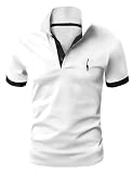 GLESTORE Kurzarm Poloshirt Herren T Shirt Männer Hemd Herren T-Shirt Sommer Polo Shirt Weiß L