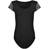 Evoni Damenbody mit kurzen Ärmeln und Rundhals I Damen T-Shirt I Bodysuit Women I Unterzieh-Body I Kurzarm-Body mit optimaler Passform schwarz XXL