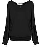 Van Der Rich ® - Basic Tops Bluse mit Langen Ärmeln - Damen (ML-Schwarz, L)
