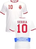 Herren T-Shirt Serbien Trikot EM 2024 mit eigenem Namen + Nummer - Weiß XL