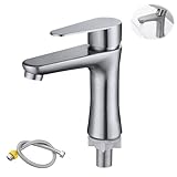 PLLYPE kaltwasserhahn gäste wc, Wasserhahn Kaltwasser, Kaltwasserarmatur mit 60cm Anschlussschlauch, Waschbeckenarmatur, Einhebel Wasserhahn Bad für Bad, Gäste WC