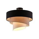Lindby Stoff Deckenlampe schwarz, grau, weiß, 3 Textil Schirme rund, 1x E27 max. 60W, ohne Leuchtmittel, Textil Deckenleuchte, Schlafzimmerlamp