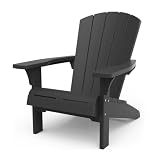 Keter Alpine Adirondack Chair, Outdoor Gartenstuhl aus Kunststoff mit Getränkehalter, grau, wetterfest, amerikanischer Design-Klassiker, für Garten, Terrasse und Balkon, 93 x 81 x 96,5