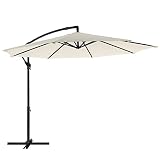 SONGMICS Sonnenschirm, Ampelschirm Ø 300 cm, mit Ständer, Sonnenschutz, UV-Schutz bis UPF 50+, leichtes Öffnen und Schließen, für Garten, Terrasse, beige GPU116M01