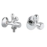 GROHE Original WAS - Kombi-Eckventil & Eckventil (Wandanschluss, ergonomischer Griff, vereinfachtes Eindichten, wassergeschützte Spindelabsperrung), chrom, 22029000