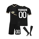 Trikot Mit Namen,Trikot Set Herren Personalisiert Kinder Coole Geschenke Für Jungs 11 Jahre Fußballtrikot Schwarz T Shirt Kinder Trikot Mit Eigenem Namen Fussball S