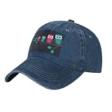 WSHFFILO Baseballkappe mit niedlichem Eulen-Motiv, verstellbar, gewaschen, Cowboy-Baseballkappe, Sportkappe, marineblau, 4-8