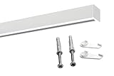 Deco-Raum Gardinenschiene auf Maß Aluminium Innenlauf eckig flach Deckenbefestigung Vorhangstange Flächenvorhang Schiene Innenlaufstange für Vorhänge mit Spannriegel weiss 60cm S