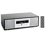 MEDION P64145 Stereoanlage (DAB+, CD, MP3, PLL UKW Radio, USB, Kompaktanlage, Elegantes Design, Weckfunktion, Sleep Einschlafautomatik) schwarz-Silb
