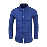 T-Shirt Herren Casual T-Shirt Herren Arbeit Hemd Herren Longsleeve T-Shirt Herren Kurzarm Herren Jeans Shirt Herren Kariert Shirt Herren A-Blue M
