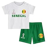 FIFA Kinder Offizielles World Cup 2022 T-Shirt und Shorts – Senegal – Auswärts Country Tee & Shorts Set, Weiß, 18 M