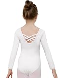 zffriction Ballettanzug Mädchen Ballettkleidung Langarm Kinder Ballett Trikot Turn-Leotards Gymnastik Turnanzug Trikot aus Baumwolle für Mädchen Damen (Weiß, 140)