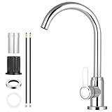 Flintronic Wasserhahn Küche, Spültischarmatur mit Wasserspar Aerator, Mischbatterie Küche 360° Schwenkbar, Spültischarmatur Edelstahl mit Hohem Bogen, Einhebel Armatur, Mischbatterie Kü