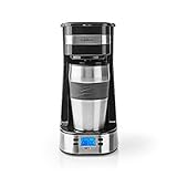 NEDIS Kaffeemaschine - Filter Kaffee - 0.4 l - 1 Tassen - Timer einschalten - Schwarz / Silb