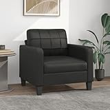 Willood Sessel Fernsehsessel mit Metallgestell, Relaxsessel für Wohnzimmer, Sofa Polstersessel Relaxstuhl Kunstledersessel Schwarz 60