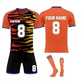 Generisch Trikot Kinder, Fußball Trikot Shorts Socken Set, Personalisierte Fussball Trikot mit Namen Nummer und Team Log