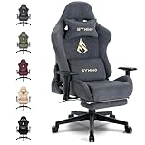 symino Gaming Stuhl, Atmungsaktiver Bürostuhl, Hochwertiger - Stoff, So weich wie EIN Pelz, Ergonomischer PC Stuhl, Verstellbarer Drehbarer Task Stühle mit Fußstütze, G