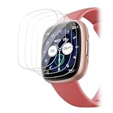 Agedate 4 Stück Schutzfolie für Panzerglas für Fitbit Versa 3/Fitbit Versa 4/Fitbit Sense 2/Fitbit Sense Schutzglas, Flexible TPU Blasenfrei Ultradünn Displayfolie für Versa 3 Folie Display