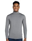 LAPASA Herren Rollkragen Thermounterhemd, Innenfleece Thermounterwäsche langärmliges Thermo-Shirt Funktionsunterwäsche Oberteil (M122), Grau meliert (Warm), M