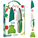 Chefclub Kids | Messer für Kinder | Messer in Grün | Kindermesser mit Fingerschutz, Klingenschutz und ergonomischem Griff | Kinder Küche Messer | Küchenutensilien für Kinder | für Kleink