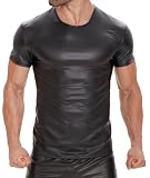 Latex ähnliches Herren Shirt 1/2 Arm - Kunstleder Shirt - Grösse M