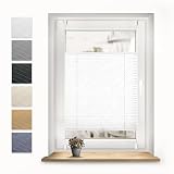 Sonello Plissee Crush Klemmfix ohne Bohren 45cm x 140cm Weiß Faltrollo Plisseerollo Jalousie für Tür & Fenster Blickdicht Sichtschutz Sonnenschutz Fertifplissee R
