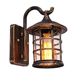 SUZNIU Wandleuchte Aussen, Vintage Aussenlampe Wand Glas Aluminium Außenlampe Wasserdichte, Garten Außenwandleuchten E27 Wandlampe Aussen Ohne Leuchtmittel, für Garage, Balkon, Beleuchtung T