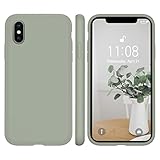 WXX iPhone X Hülle Silikon Case, Hanyhülle iPhone XS Ultra Dünn mit Microfiber, Flüssig Silikon Gel Gummi Kratzfeste Schutzhülle Matt Hülle für iPhone X/XS 5.8'' Kupfer Grü