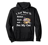 Lustiges Strickshirt 'I Just Want to Relax Knit Pet My Cat' Pullover H