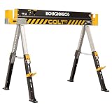 ROUGHNECK® Colt 600E Chevalet de sciage en acier très résistant Capacité de charge 589 kg avec pieds réglables en hauteur pour le travail du b