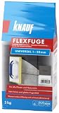Knauf Flexfuge Universal 5 kg Sandgrau, universell einsetzbar für ein besonders glattes Fugenbild auf Wand & Boden im Innen- & Außenbereich, schnellhärtender Fugenmörtel auf Zementb