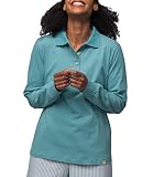 greenjama Damen Langarm-Shirt mit Polo-Kragen, GOTS-Zertifiziert Pyjamaoberteil, Topaz, 42