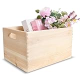 Creative Deco XXL Große Holzkiste Obstkiste Korb | 40x30x24cm (+/-1cm) | mit Griffen | ohne Deckel | Hölzernen Kasten Unlackiert Holzbox Kiste | Für Dokumente Wertsachen Spielzeuge Werkzeug