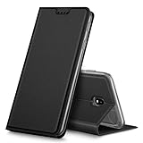 Verco Handyhülle für Galaxy J7 (2017), Premium Handy Flip Cover für Samsung Galaxy J7 Hülle [integr. Magnet] Book Case PU Leder Tasche [J7 J730], Schw