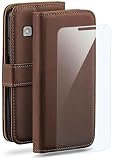 moex 4 in 1 Set für Samsung Galaxy A5 (2015) Hülle mit 3X Schutzfolie, Handyhülle Kartenfach [Book Case Klapphülle + FlexProtect Folie] Schutzhülle 360 Grad Komplettschutz, Dunkelb