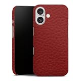 Premium Case kompatibel mit Apple iPhone 16 Smartphone Handyhülle Schutzhülle matt Leder Rot einfarbig