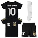 Generisch Kinder Fußballset personalisierbar – Trikot, Hose & Stutzen mit Name & Nummer – Fußball Trikot-Set für Jungen & Mädchen – Sportbekleidung fü