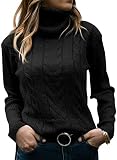 GeGekoko Pullover Damen Rollkragenshirt Cable Knit Elegant Langarm Tops Lose Grobstrick Casual Weich Jumper Sw