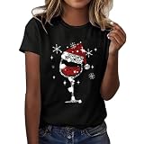 der Discounter, Christmas Shirt Festival Outfit Damen Merry Kleid Ausgefallene Kleidung Coole Klamotten Für Mädchen Tshirts Curvy Pullover Schwarz, M