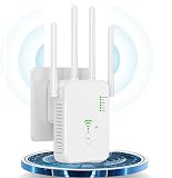 1200Mbit/s WLAN Verstärker, WLAN Repeater Dual Band WiFi Verstärker Signalverstärker mit 1 LAN Port, 1 WAN Port, WPS,3dBi x4 Antennen kompatibel zu Allen WiFi G