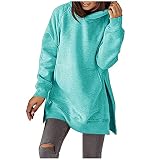 BFSWL The Summer I Turned Pretty Hoodie Damen Oversize Fleece Pullover Langarm Longpullover mit Kapuze Einfarbig Lang Schlitz Sweatshirt Autumn Kapuzenpullover Warm Winter Fleecep