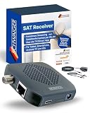SCHWAIGER SAT Receiver I SAT-Dongle für Digitale Fernsehsignale per WLAN I kabelloses Streaming von Satellitenfernsehen per WiFi über TV2Smart App I drahtloser Satellitenempfänger für F