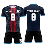 Personalisierte Fußball Trikot Erwachsene Kinder, Deutschland Fußball Trikot mit eigenem Namen Logo Nummer, Fussball Trikot Set Jungen H